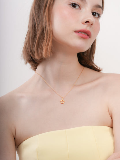 Yellow Star Necklace Reversible Enamel Moissanite 18K Gold (1) – Mondays Made Flower & Birthstone Jewelry Singapore