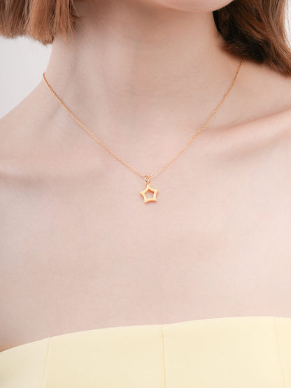 Yellow Star Necklace Reversible Enamel Moissanite 18K Gold (2) – Mondays Made Flower & Birthstone Jewelry Singapore