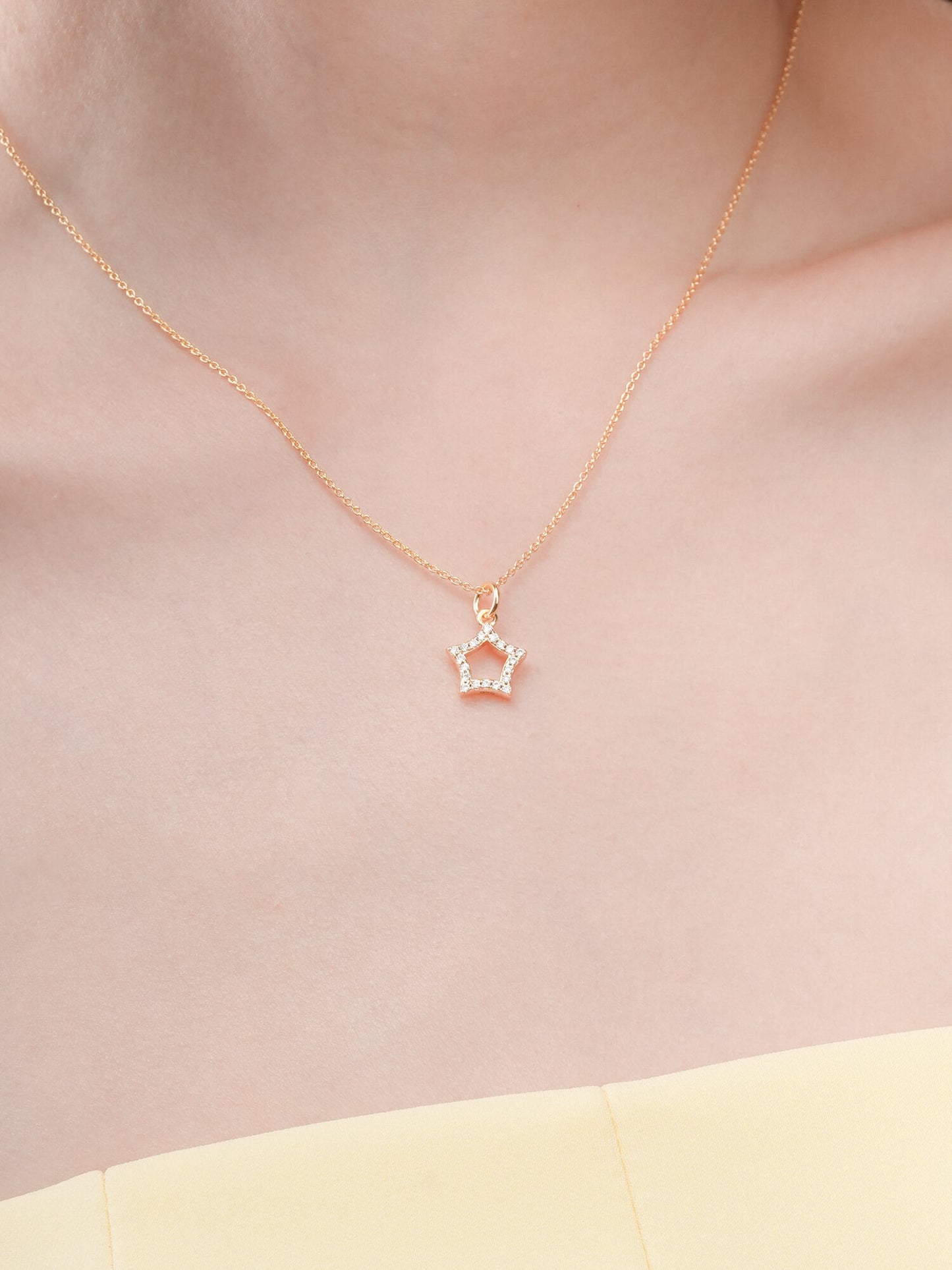 Yellow Star Necklace - Reversible Enamel Moissanite