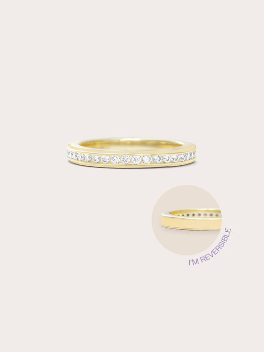 Yellow Enamel Moissanite Band - Reversible