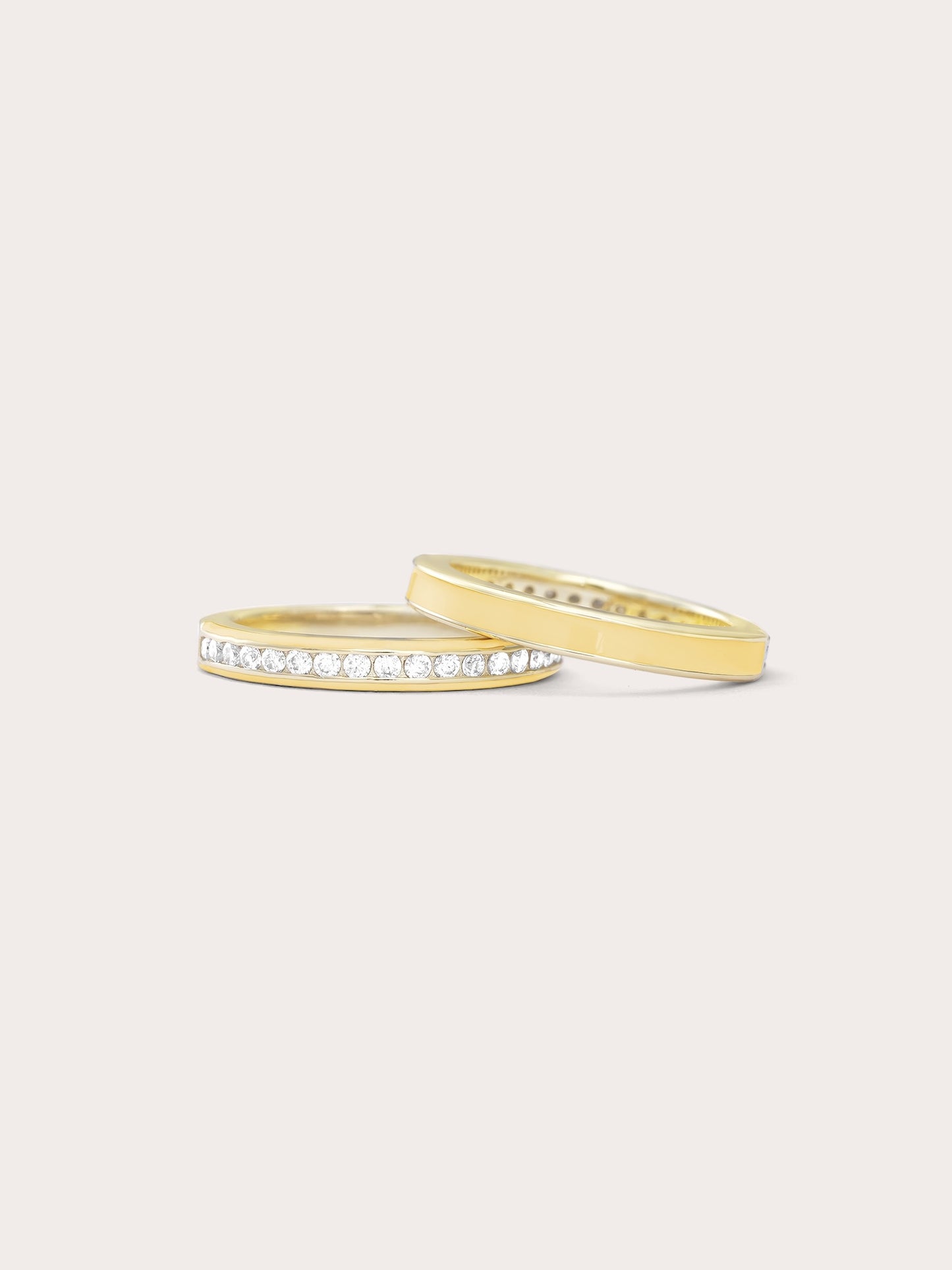Yellow Enamel Moissanite Band - Reversible