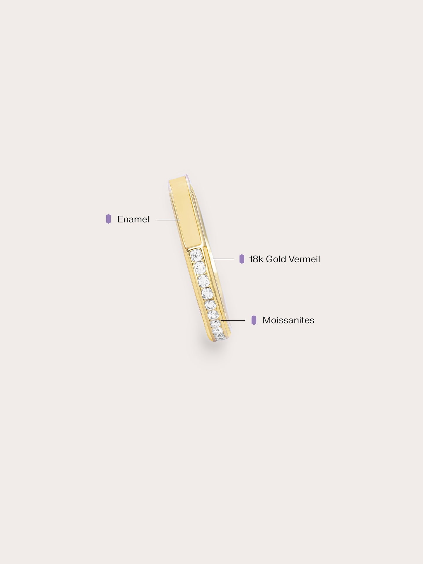 Yellow Enamel Moissanite Band - Reversible