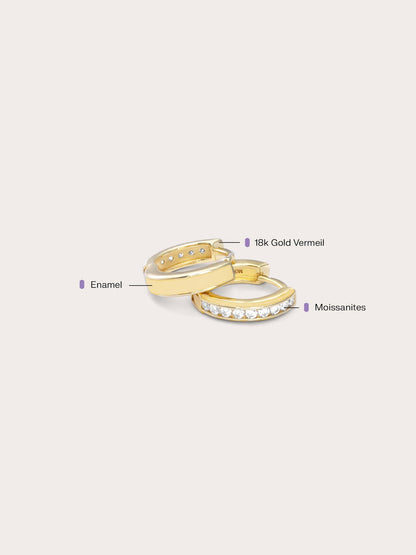 Yellow Enamel Moissanite Huggie Earrings Reversible (7) – Mondays Made Flower & Birthstone Jewelry Singapore