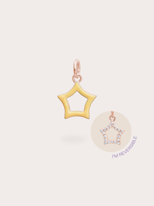 Yellow Star Charm - Reversible Enamel Moissanite