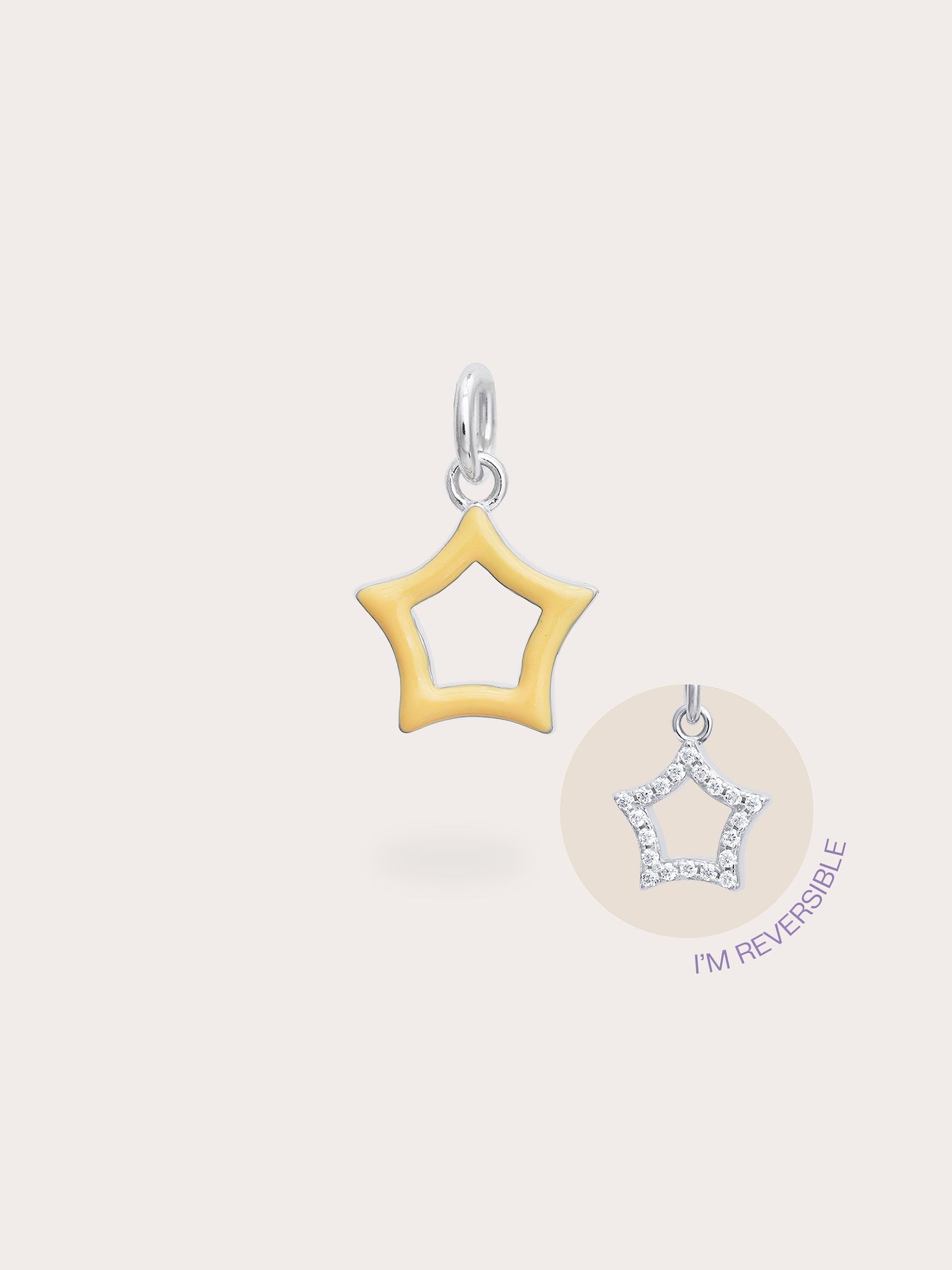 Yellow Star Charm - Reversible Enamel Moissanite