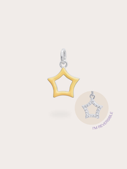 Yellow Star Charm - Reversible Enamel Moissanite
