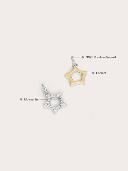 Yellow Star Charm Reversible Enamel Moissanite S925 Silver Rhodium (5) – Mondays Made Flower & Birthstone Jewelry Singapore