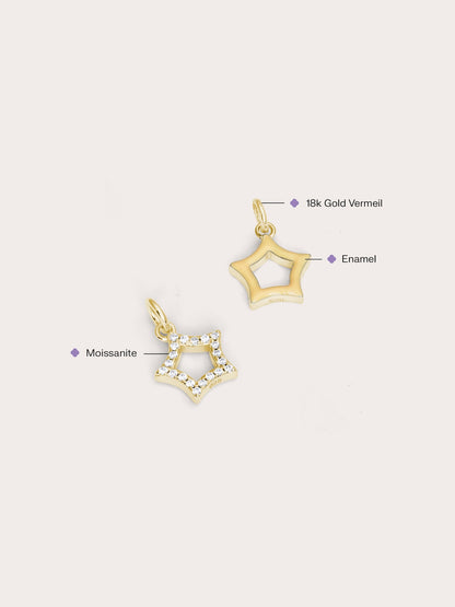 Yellow Star Charm Reversible Enamel Moissanite 18K Gold (3) – Mondays Made Flower & Birthstone Jewelry Singapore