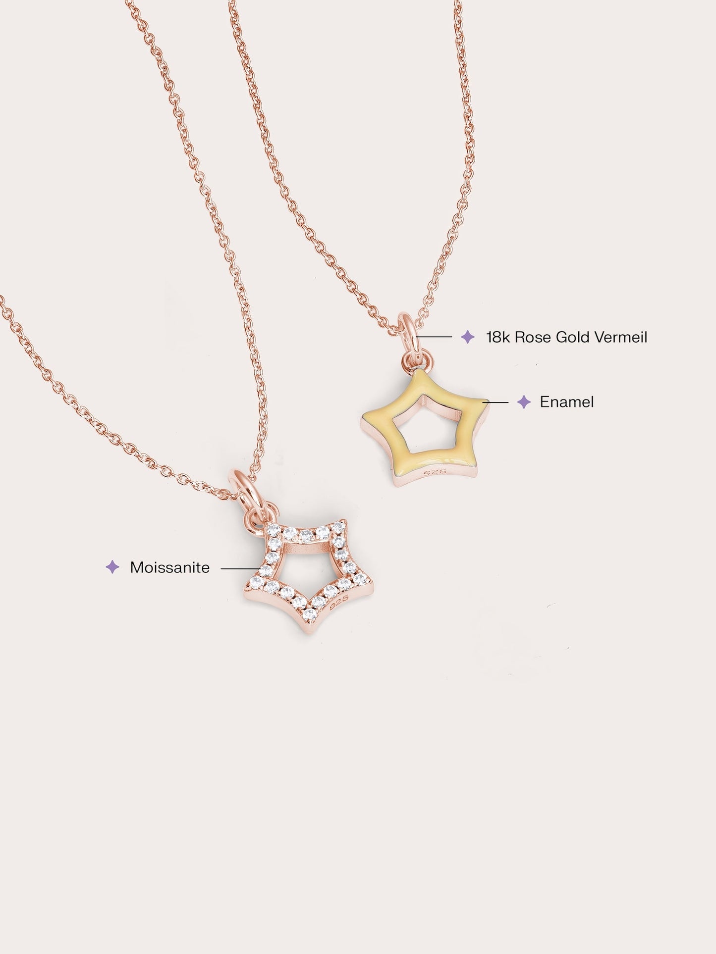 Yellow Star Necklace - Reversible Enamel Moissanite