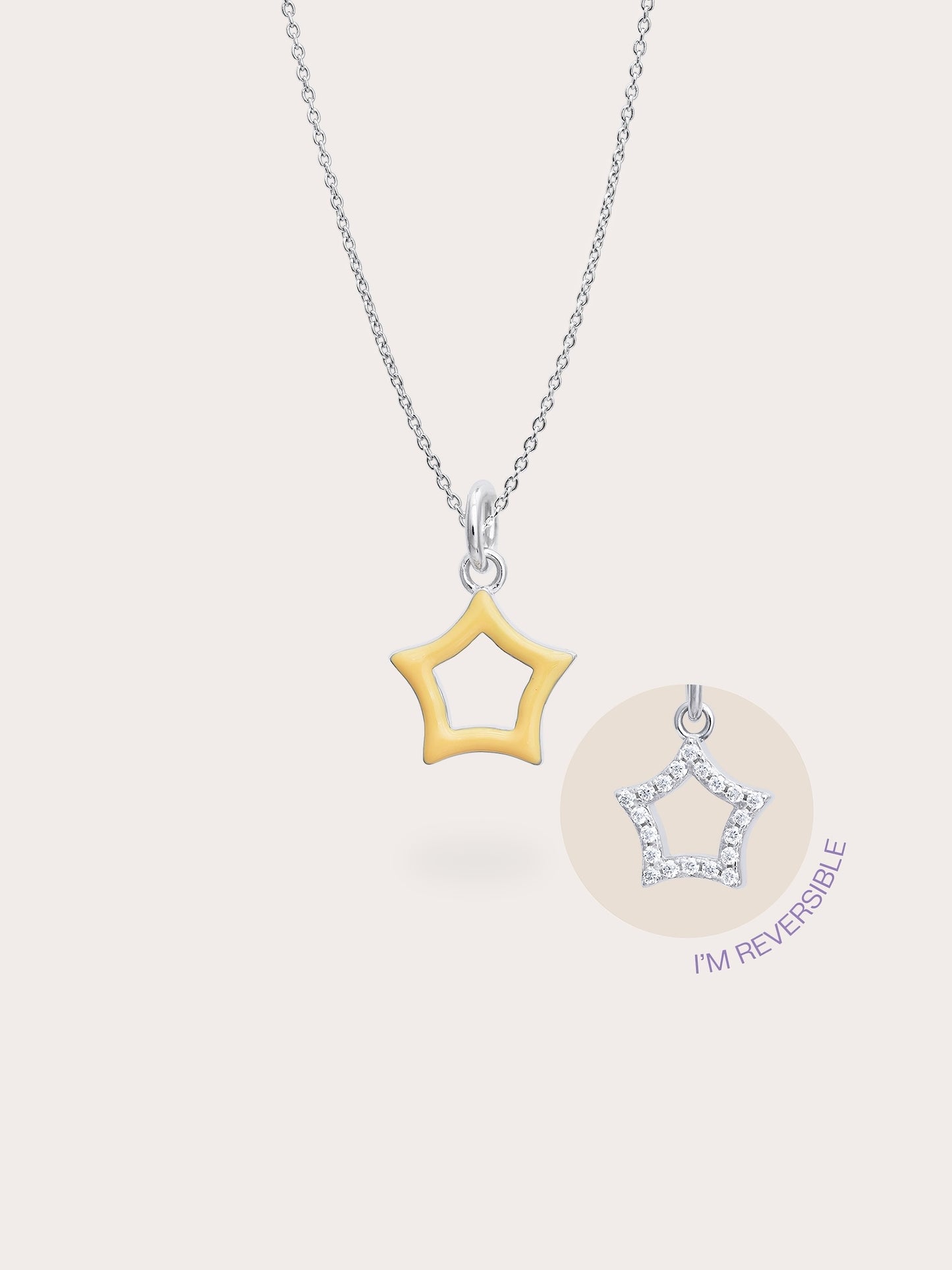 Yellow Star Necklace - Reversible Enamel Moissanite