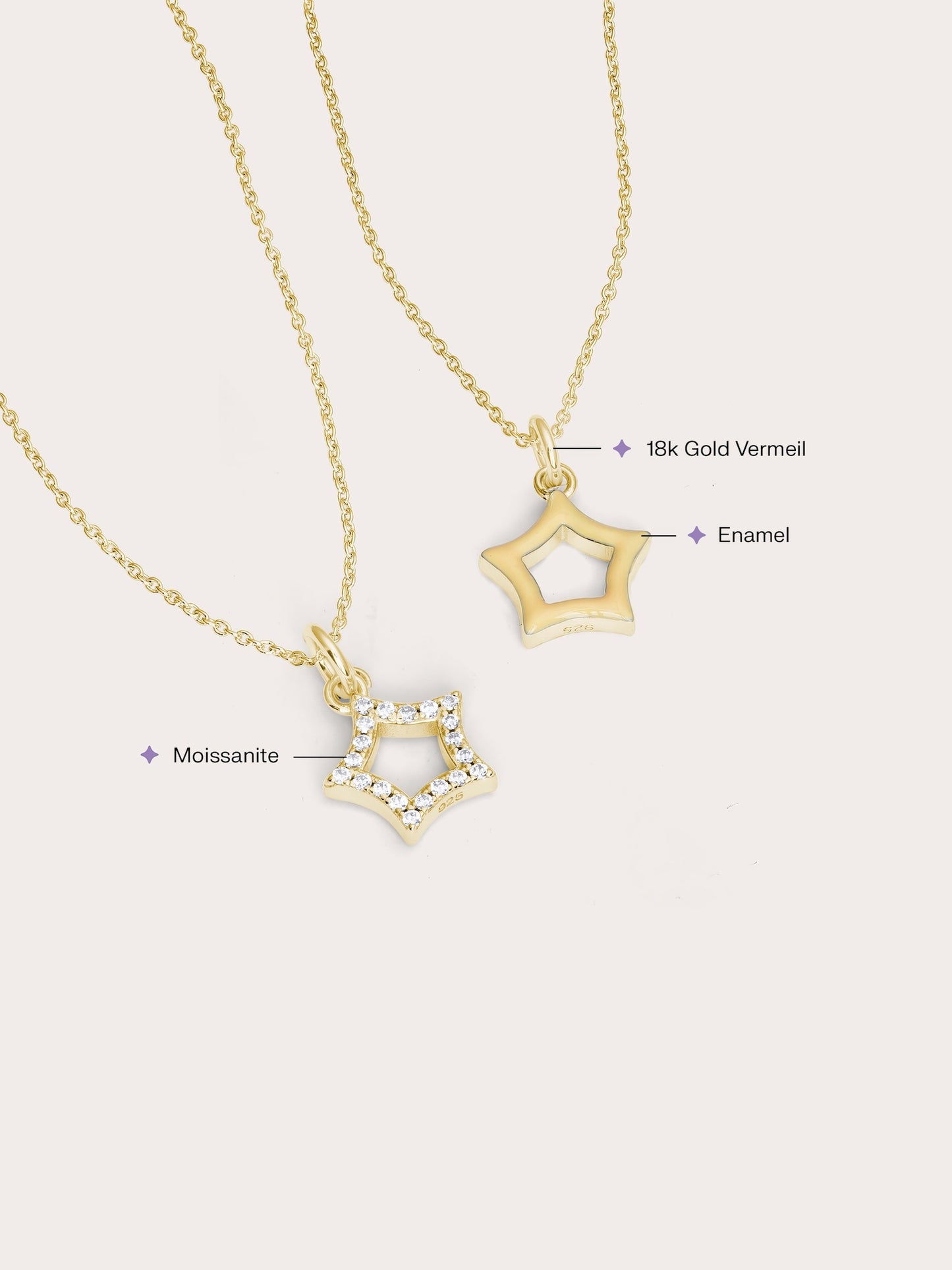 Yellow Star Necklace - Reversible Enamel Moissanite