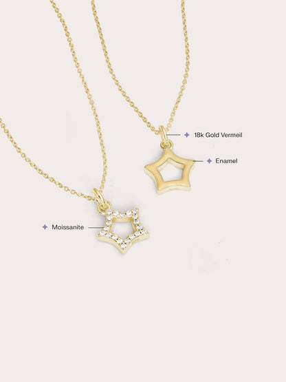 Yellow Star Necklace Reversible Enamel Moissanite 18K Gold (5) – Mondays Made Flower & Birthstone Jewelry Singapore