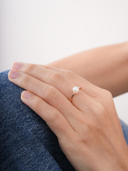 Akoya Gumball Pearl Ring 18K Rose Gold (2) – Mondays Made Flower & Birthstone Jewelry Singapore
