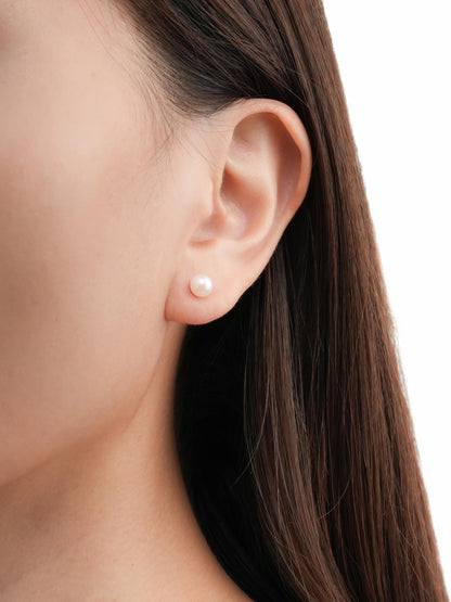 Akoya Pearl Large Stud Earrings 2e Mirror – Mondays Made Flower & Birthstone Jewelry Singapore