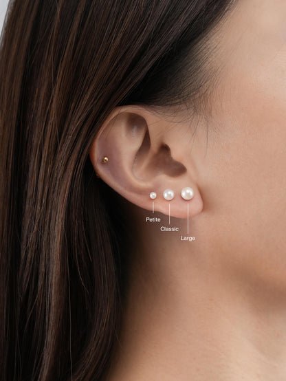 Akoya Pearl Large Stud Earrings Sizes – Mondays Made Flower & Birthstone Jewelry Singapore