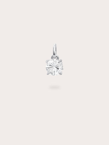 April Birthstone Charm White Topaz S925 Silver Rhodium (1) – Mondays Made Flower & Birthstone Jewelry Singapore