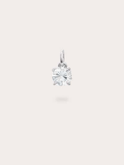April Birthstone Charm White Topaz S925 Silver Rhodium (1) – Mondays Made Flower & Birthstone Jewelry Singapore