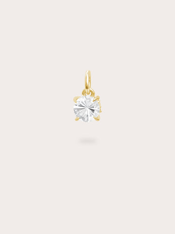 April Birthstone Charm White Topaz 18K Gold (1) – Mondays Made Flower & Birthstone Jewelry Singapore