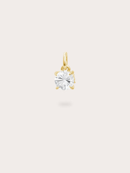 April Birthstone Charm White Topaz 18K Gold (1) – Mondays Made Flower & Birthstone Jewelry Singapore
