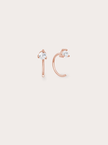 April Birthstone Hoops White Topaz 18K Rose Gold (1) – Mondays Made Flower & Birthstone Jewelry Singapore