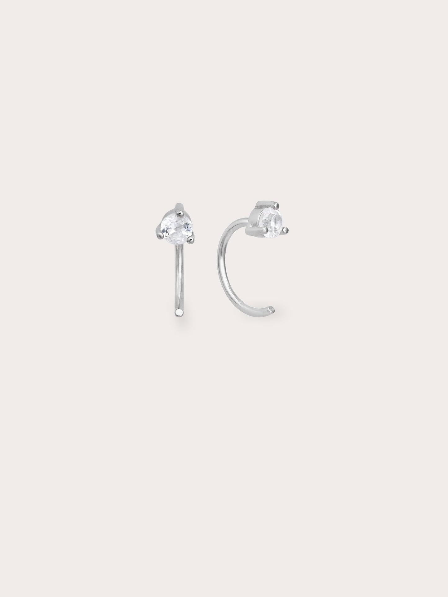April Birthstone Mini Hoop Earrings - White Topaz