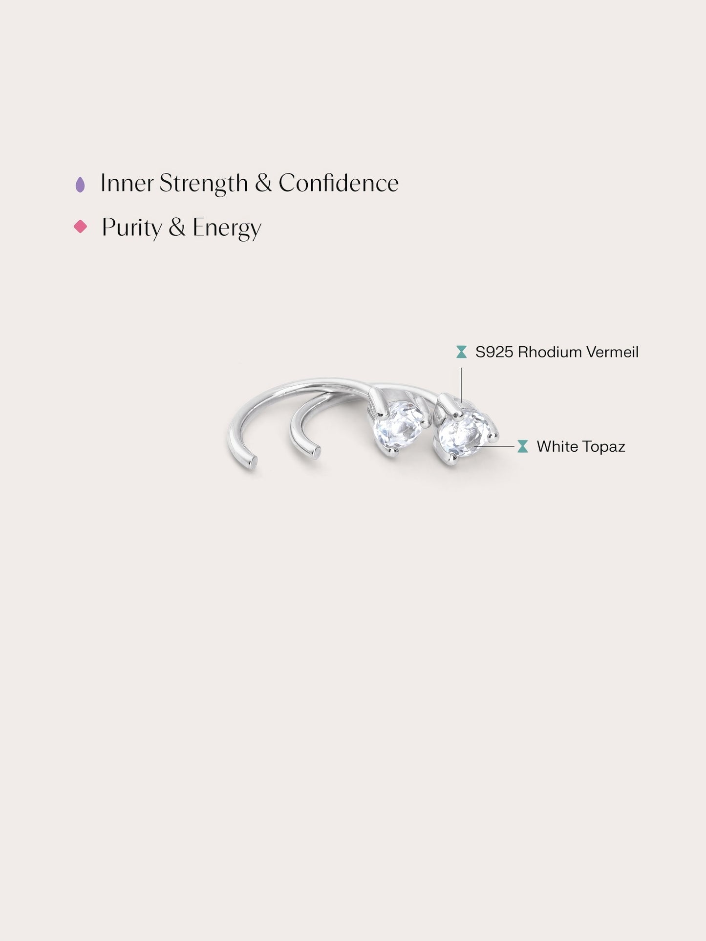 April Birthstone Mini Hoop Earrings - White Topaz