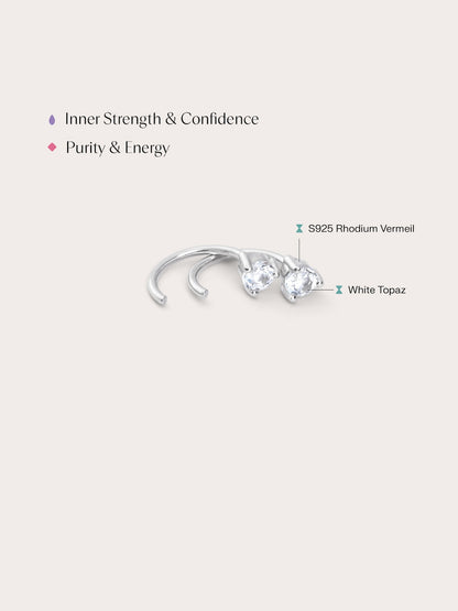 April Birthstone Hoops White Topaz S925 Silver Rhodium (2) – Mondays Made Flower & Birthstone Jewelry Singapore