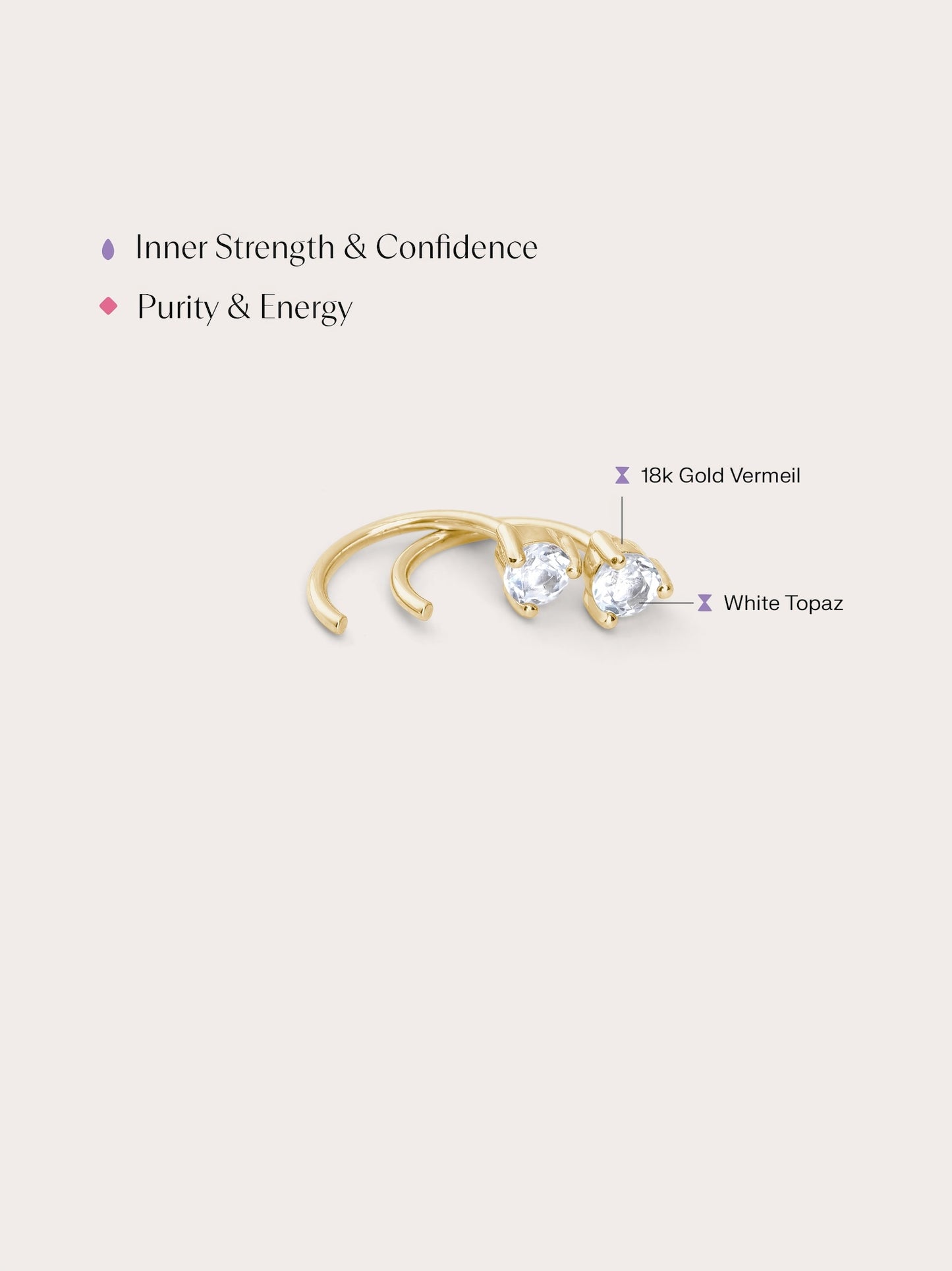 April Birthstone Mini Hoop Earrings - White Topaz