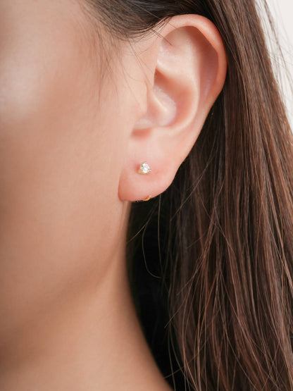 April Birthstone Mini Hoop Earrings White Topaz 18K Gold (2) – Mondays Made Flower & Birthstone Jewelry Singapore