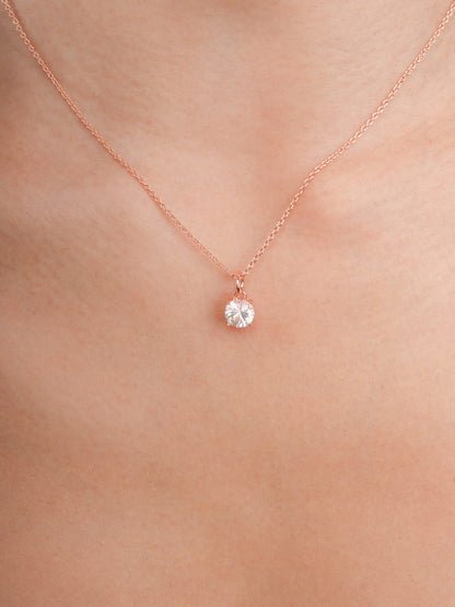 April Birthstone Necklace White Topaz 18K Rose Gold (2) – Mondays Made Flower & Birthstone Jewelry Singapore