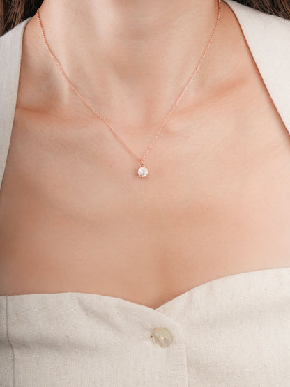 April Birthstone Necklace White Topaz 18K Rose Gold (3) – Mondays Made Flower & Birthstone Jewelry Singapore