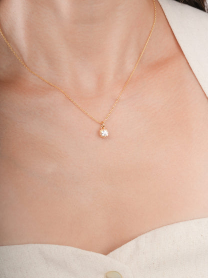 April Birthstone Necklace White Topaz 18K Gold (3) – Mondays Made Flower & Birthstone Jewelry Singapore