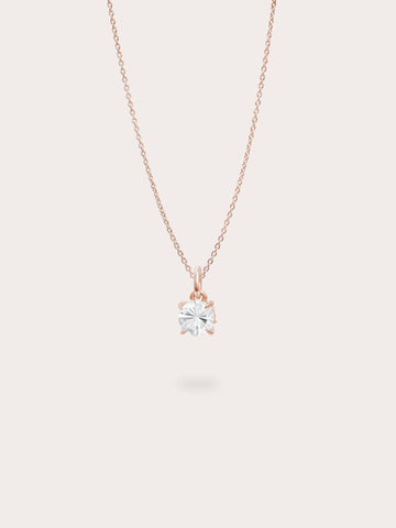 April Birthstone Necklace White Topaz 18K Rose Gold (1) – Mondays Made Flower & Birthstone Jewelry Singapore