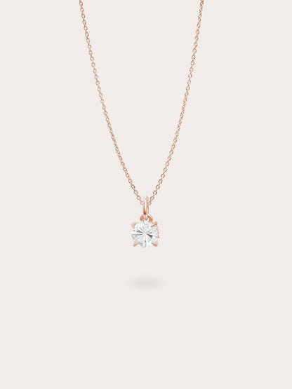 April Birthstone Necklace White Topaz 18K Rose Gold (1) – Mondays Made Flower & Birthstone Jewelry Singapore