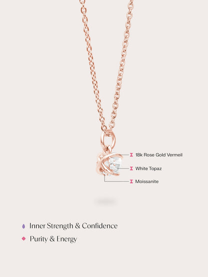 April Birthstone Necklace White Topaz 18K Rose Gold (4) – Mondays Made Flower & Birthstone Jewelry Singapore