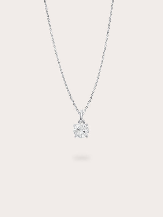 April Birthstone Necklace White Topaz S925 Silver Rhodium (1) – Mondays Made Flower & Birthstone Jewelry Singapore