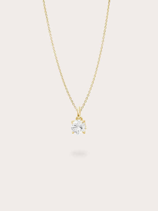 April Birthstone Necklace White Topaz 18K Gold (1) – Mondays Made Flower & Birthstone Jewelry Singapore
