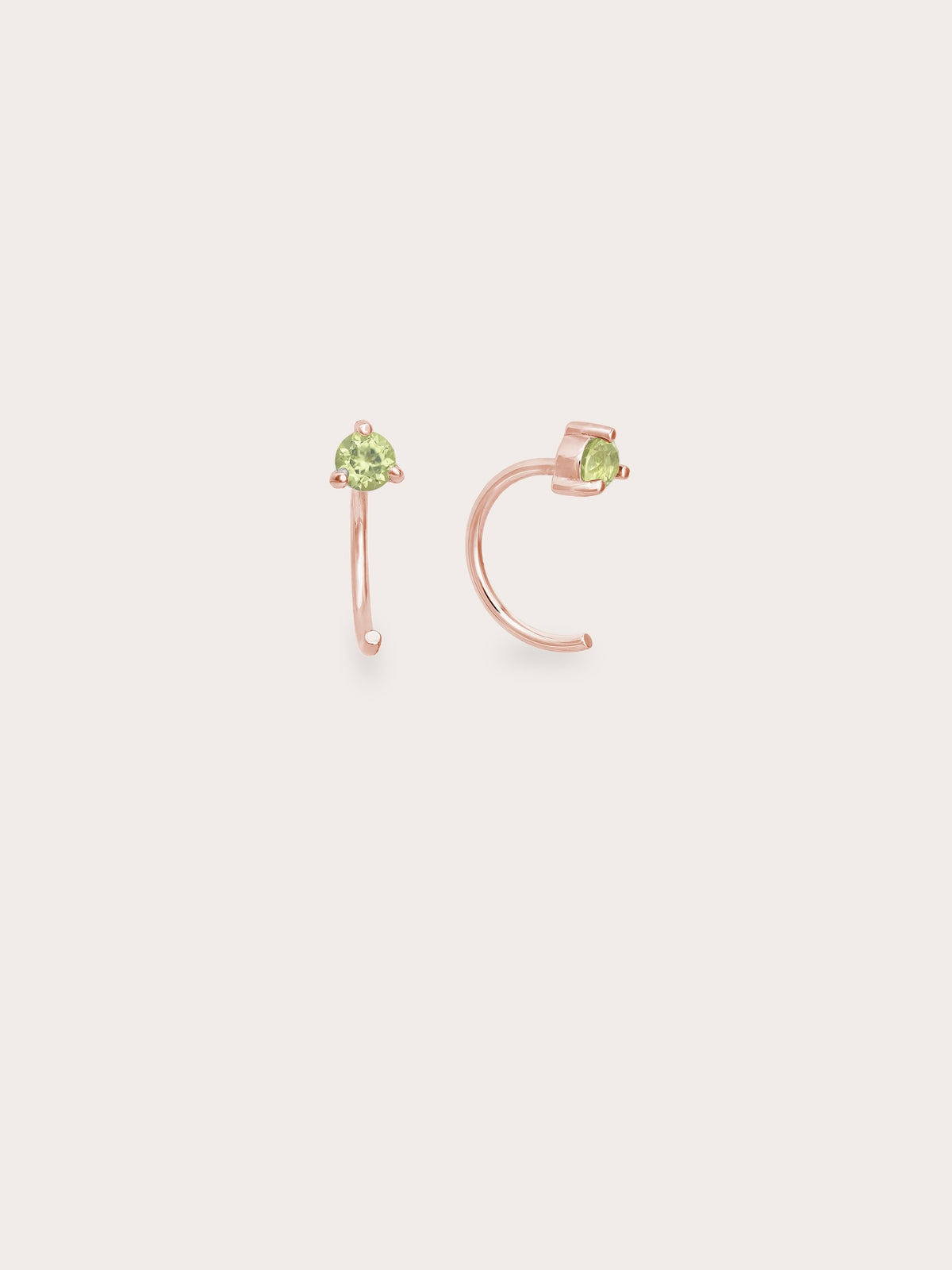 Aug Birthstone Hoops Peridot 18K Rose Gold (1) – Mondays Made Flower & Birthstone Jewelry Singapore