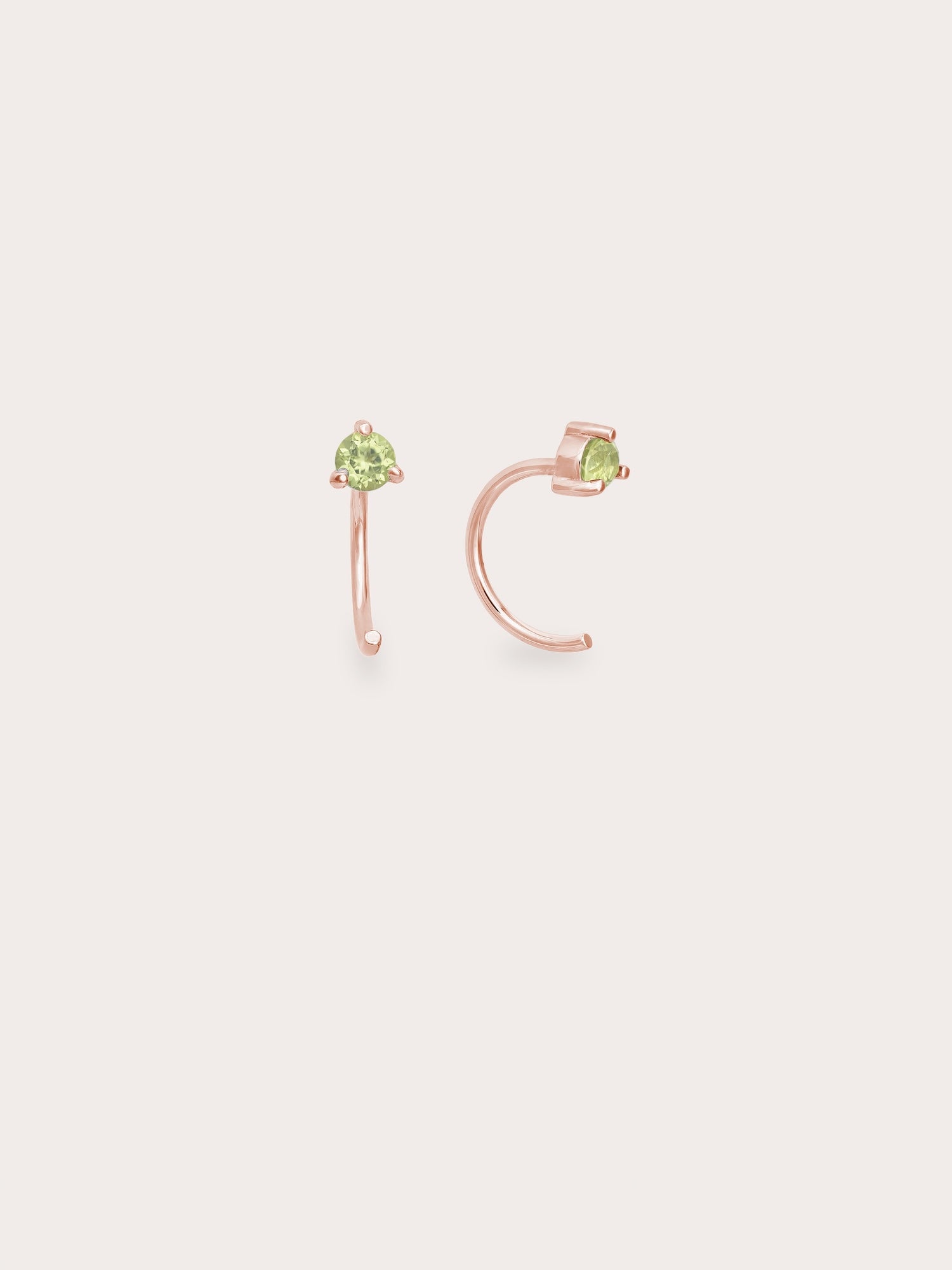 Aug Birthstone Hoops Peridot 18K Rose Gold (1) – Mondays Made Flower & Birthstone Jewelry Singapore