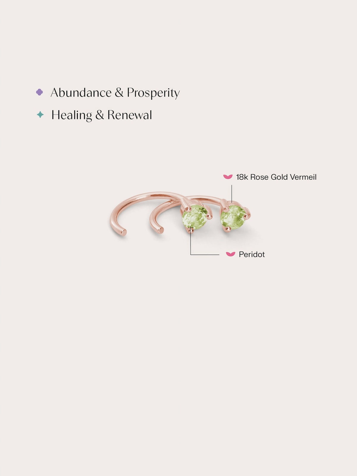 Aug Birthstone Hoops Peridot 18K Rose Gold (2) – Mondays Made Flower & Birthstone Jewelry Singapore