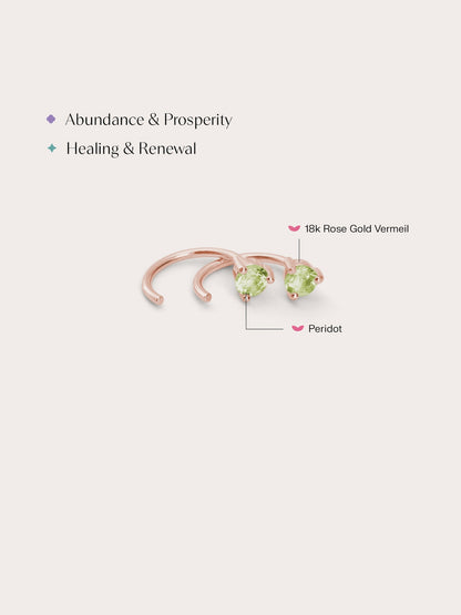 Aug Birthstone Hoops Peridot 18K Rose Gold (2) – Mondays Made Flower & Birthstone Jewelry Singapore