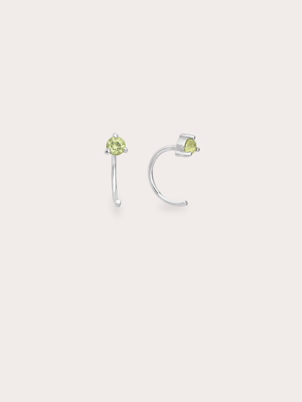 Aug Birthstone Hoops Peridot S925 Silver Rhodium (1) – Mondays Made Flower & Birthstone Jewelry Singapore