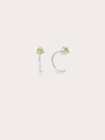 Aug Birthstone Hoops Peridot S925 Silver Rhodium (1) – Mondays Made Flower & Birthstone Jewelry Singapore