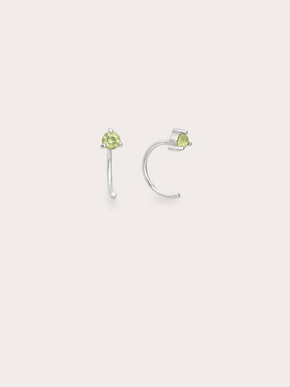 Aug Birthstone Hoops Peridot S925 Silver Rhodium (1) – Mondays Made Flower & Birthstone Jewelry Singapore