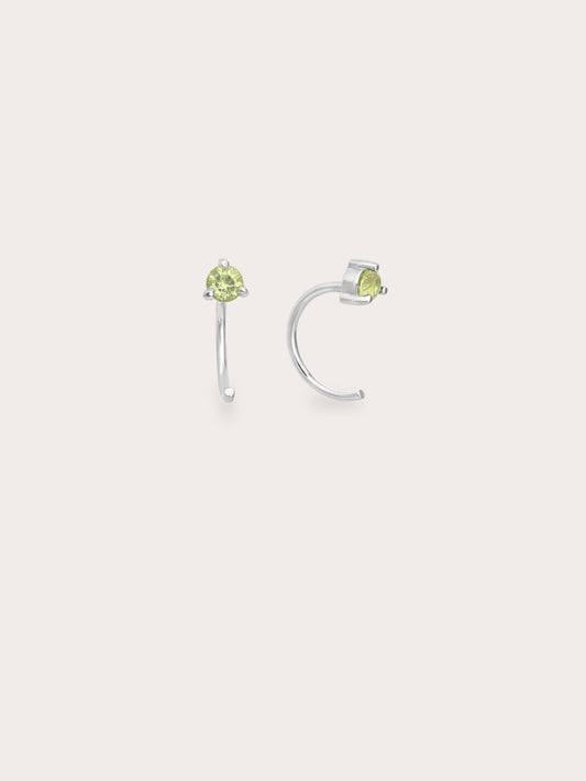 Aug Birthstone Hoops Peridot S925 Silver Rhodium (1) – Mondays Made Flower & Birthstone Jewelry Singapore