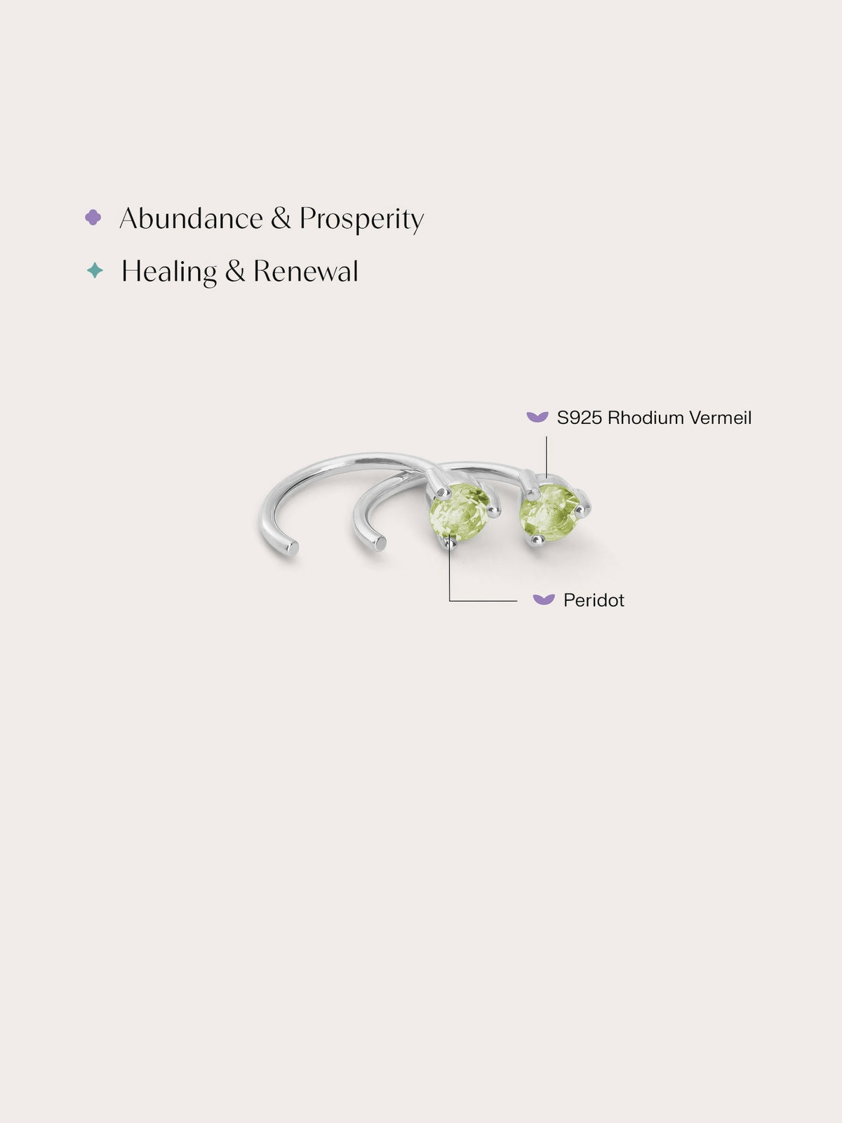 Aug Birthstone Hoops Peridot S925 Silver Rhodium (2) – Mondays Made Flower & Birthstone Jewelry Singapore