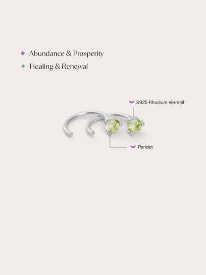 Aug Birthstone Hoops Peridot S925 Silver Rhodium (2) – Mondays Made Flower & Birthstone Jewelry Singapore