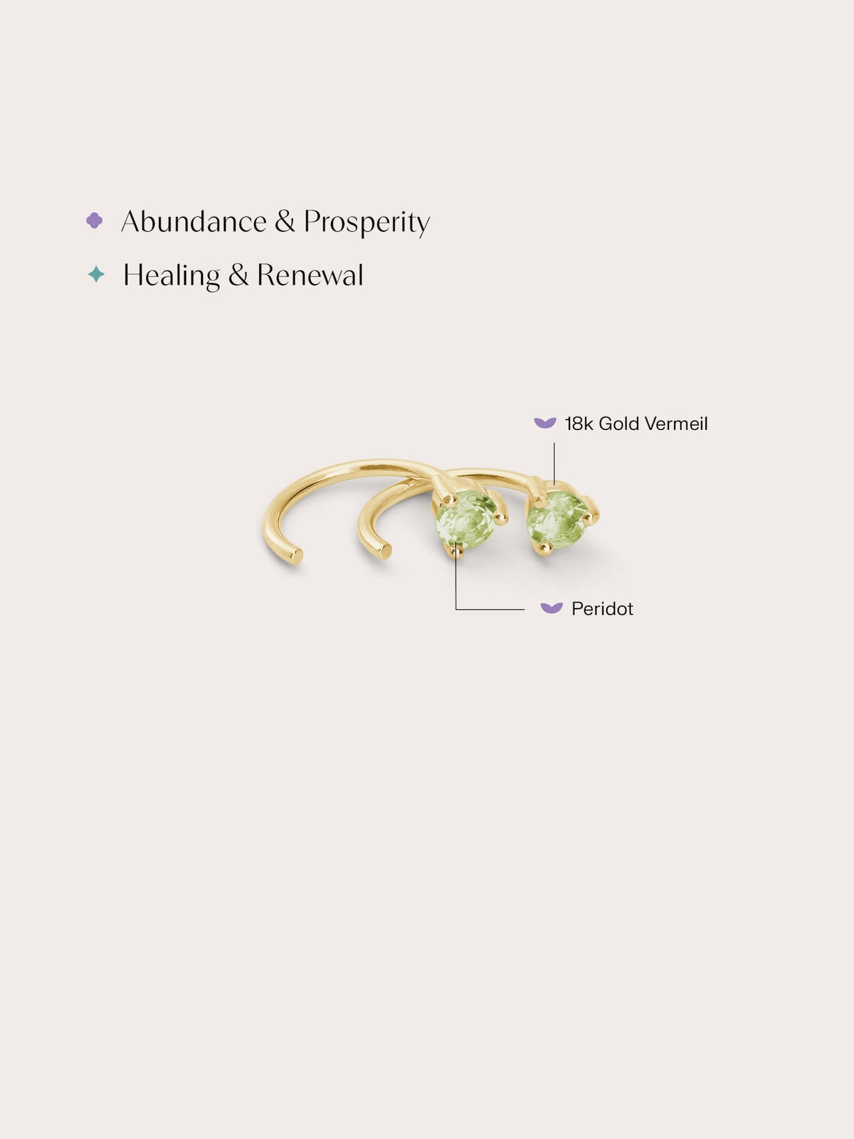 Aug Birthstone Hoops Peridot 18K Gold (2) – Mondays Made Flower & Birthstone Jewelry Singapore