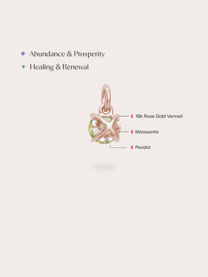 August Birthstone Charm Peridot 18K Rose Gold (4) – Mondays Made Flower & Birthstone Jewelry Singapore