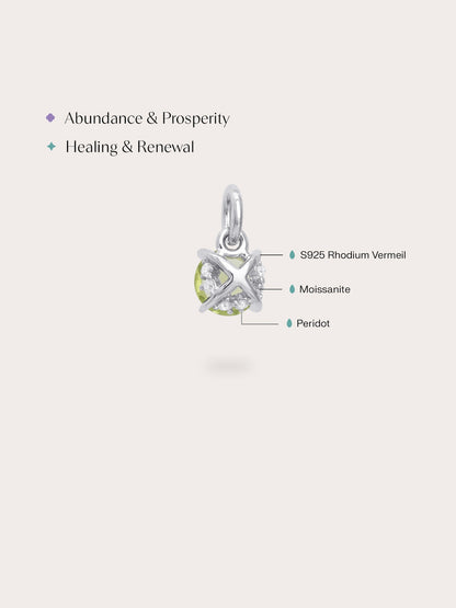 August Birthstone Charm Peridot S925 Silver Rhodium (4) – Mondays Made Flower & Birthstone Jewelry Singapore